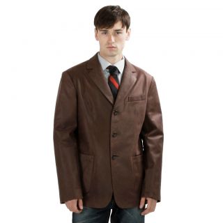 United Face Mens 3 Button Italian Lambskin Vintage Brown Leather 