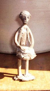 Ghana Brass Bronze Man w Drum Figure Sculpture Ashanti