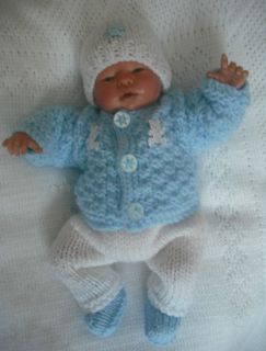 Hand Knitted Set to Fit 10 Reborn Baby Boy Doll