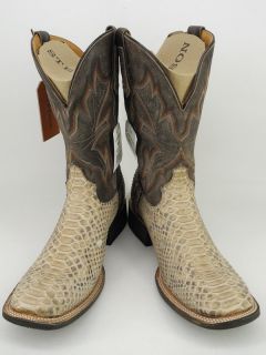  cowboy boots tan distressed python snake skin Stetson Horseman 9 5 EE