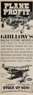 1970 Ad Guillows Balsa Wood Model Toy Airplane WWII   ORIGINAL 