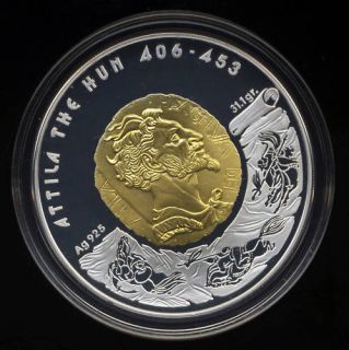 Kazakhstan Attila the Hun 100 Tenge Silver Coin 2009 Proof Gold COTY 