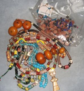 Large Lot African Trade Beads Venetian Millefiori Large Copal Amber 