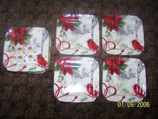 222 Fifth Holiday Wishes Appetizer Dessert Plates Set 8 Christmas New 