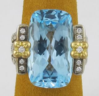 Barbara Bixby SS/18K Diamond and Blue Topaz Ring *NEW* $1,650