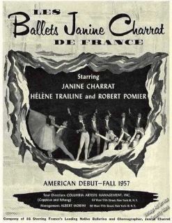 1957 Les Ballets Janine Charrat de France Trade Ad