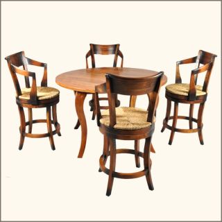 Sierra 5 Pc Dining Room Table Revolving Bar Chairs Set Furniture