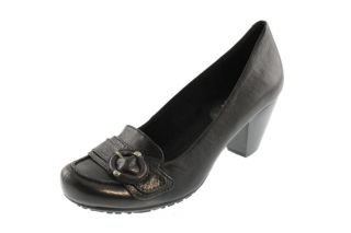 Bare Traps New Tarla Black Leather Embellished Block Loafer Heels 