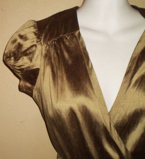 CALYPSO ST BARTH Gold 100% Silk Duponi Julia Wrap Dress Size XS