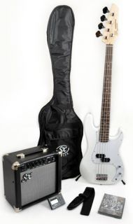 SX Ursa 1 RN PK WT Bass Guitar Pack w/Free BA1565 AMP Carry Bag, Strap 