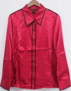 Portfolio by John Bartlett Sz 2X Silk Shirt Blouse Top Brown Pink New 