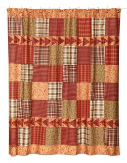 shenandoah patchwork fabric shower curtain new for 2010 rustic oranges 