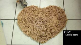 Chenille Sandy Beige Heart Luxury Rug Bathroom Bath Mat
