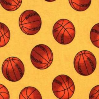 Basketballs On Yellow Quarter Yard from FlannelWorld