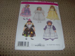 Simplicity Pattern 3520 18 Doll Clothes Costumes American Girl etc So 