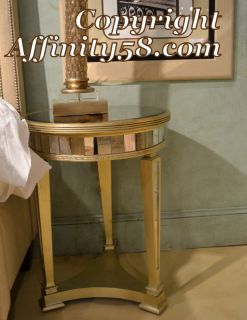    Antique Mirrored Round Library End Table 8311 220 Bassett Mirror Co