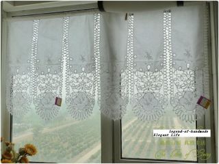 Panels Cotton Battenburg Lace Window Valances Cafe Curtain White 