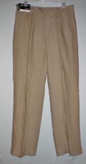 NWT Murano Baird McNutt Taupe Linen Single Pleat Trousers Pants