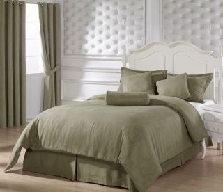   Green Microsuede Comforter Bed in A Bag Set King Size Bedding
