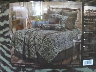 Western Rustic Decor Turquoise Green Zebra Comforter Bedding Bedroom 
