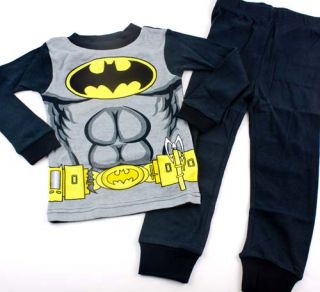 Batman DC Boys Pajamas Costume Pants Shirt Size 4 6 8 Muscle Print 