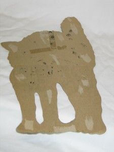Vintage Cardboard Foil Halloween Black Cat Die Cut 50s T22