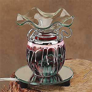Red Marble Globe Electric Scent Pot Oil Warmer Diffuser Aromatherapy 