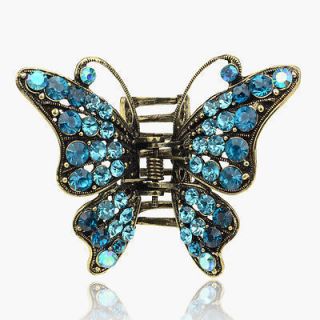 Barrette Copper Swarovski Crystal 3D Butterfly VTG Style Hair Claw 