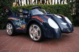 Kids Battery Powered Ride on Toy Batman Blue Car Batmobile Remote 