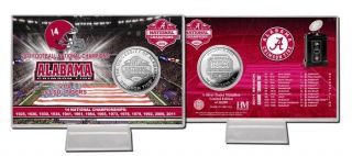 Alabama Crimson Tide 2011 BCS National Champions Silver Coin Card w 