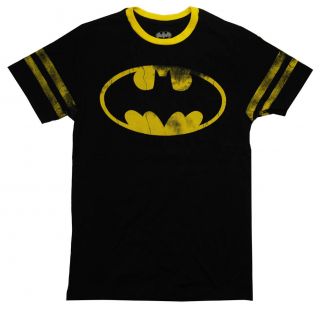 Batman Bat Signal DC Comics Distressed Athletic C Neck Adult T Shirt 