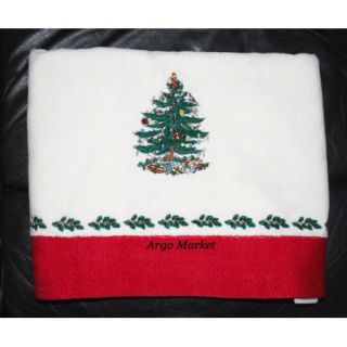 spode holiday bath towel red christmas tree