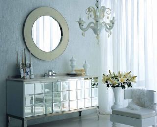   Deco Style Silver Bathroom Vanity Unit Suite Mirror Basin Stool