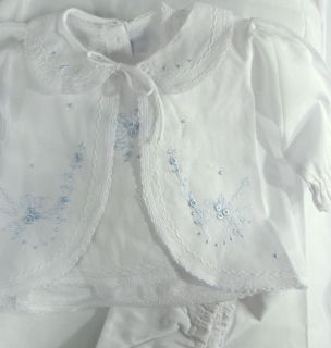 NWT hand embroidered batiste boy preemie diaper shirt Cottonwhite