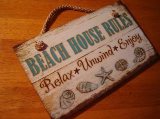 BEACH HOUSE RULES   RELAX   UNWIND   ENJOY Nautical Seaside Home Decor 