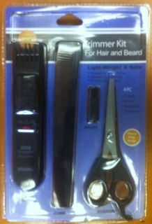 Trimmer Kit for Hair Beard Mustache Battery Operated New with Scissors 