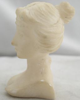 Antique Italian Miniature Beautiful Girl Alabaster Bust