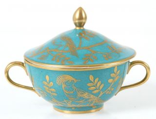 Teal Gold Tea Set Saucers Cups Belvaux Royale Paris