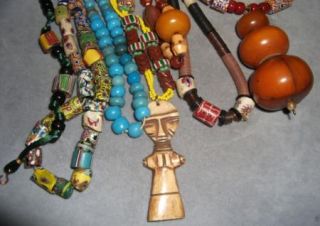 Large Lot African Trade Beads Venetian Millefiori Large Copal Amber 