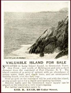 1902 Ad for Sale of Island Off Port Chester L I N Y