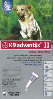 Bayer K9 Advantix II for Extra Large Dogs Over 55 lbs 6 Pack