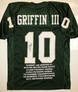    III Autographed Green Baylor Bears Stat Jersey JSA Authenticated