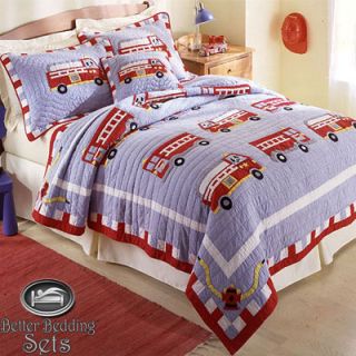   Fire Truck Engine Quilt Bedding Set for Twin Full Queen Size