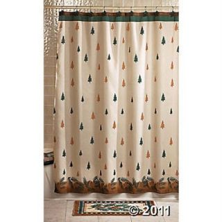   Woodland Pine Tree Pinecone Bath Shower Curtain Rug Decor