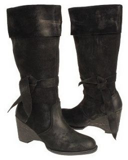 Bed Stu Womens Diamond Black Suede Leather Boots w Tie Detail Shoes 
