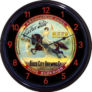 FALLS CITY BREWING COBEER TRAY CLOCK LOUISVILLE, KY HORSE ANGELS ALE 