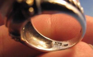 Samuel B Benham Sterling Silver 14k Gold White Stone Ring Signed BJC 
