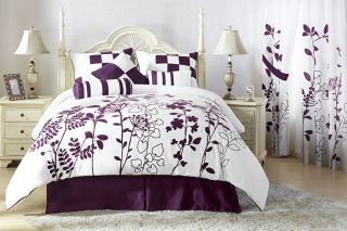 7pcs Full Renee Purple and White Bedding Comforter Set