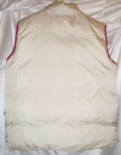 Ll Bean Puffer Down Winter Vest Pink Beige Cream Reversible Womens XL 