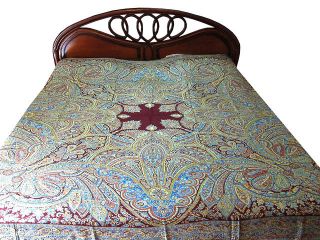   Bedspreads Jamavar Bed Cover Blue Blanket Throw Indian Bedding